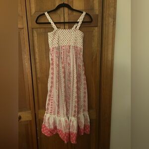 Mudd’s Girl’s Sz 12 Pink & Cream Paisley Boho, Hippie, Cottagecore Midi Dress